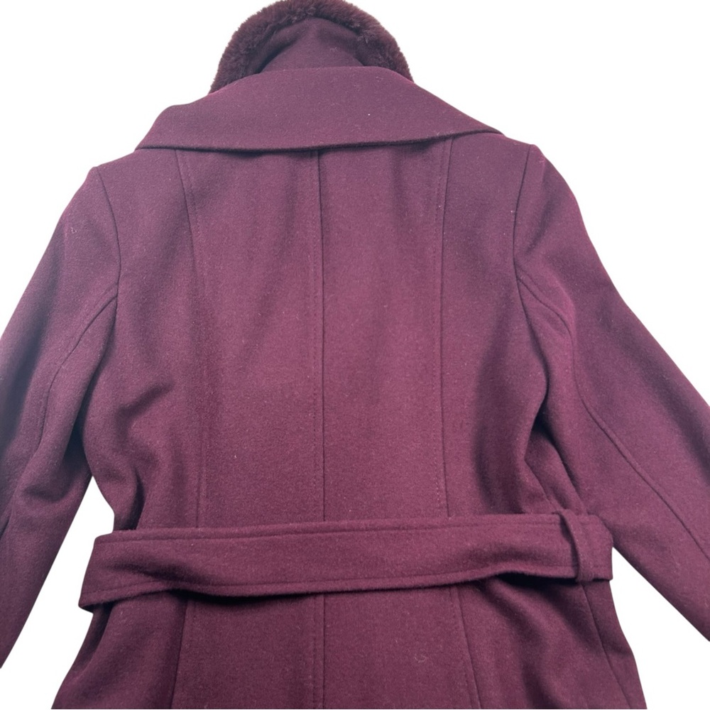 Sam Edelman Burgundy Wool Peacoat w/ Faux Fur Trim – Sz 6 | $360 Retail - Picture 4 of 13